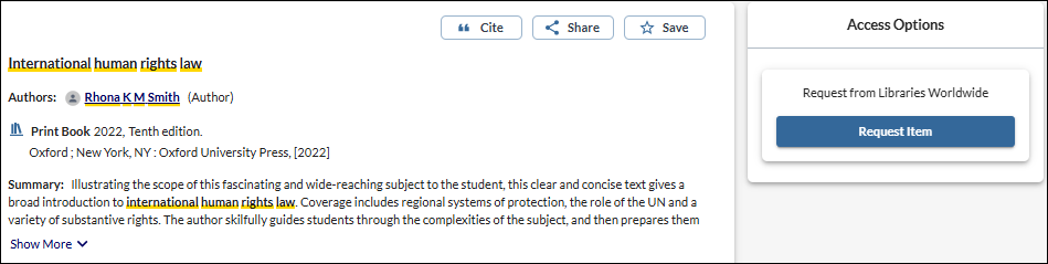 UConn Library - ILS FAQ - Request Item button image